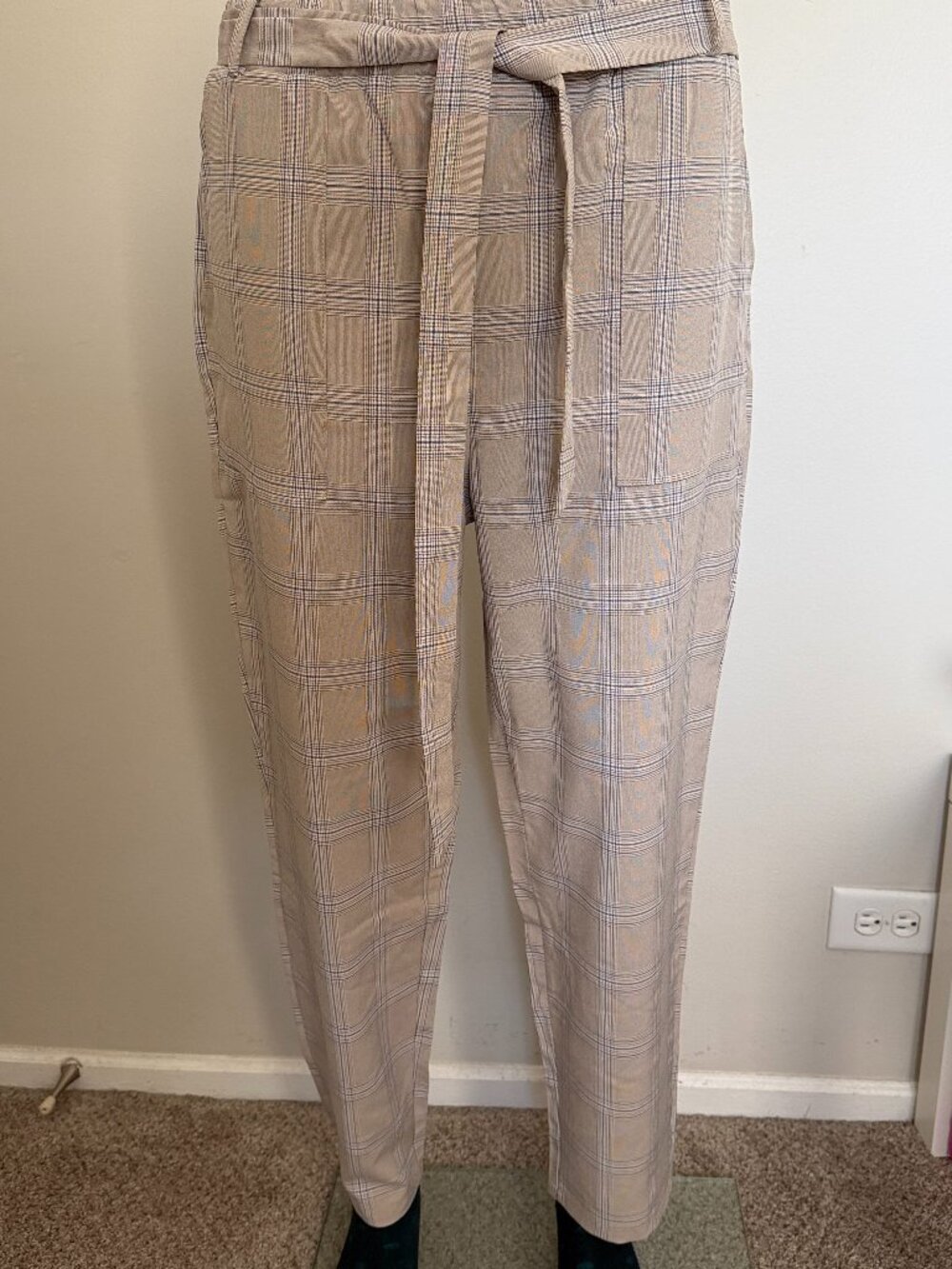 SHEIN checked pants with patch pockets size M